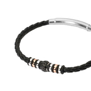 Mabina Bracciale in argento con lab leather e zirconi neri 533852